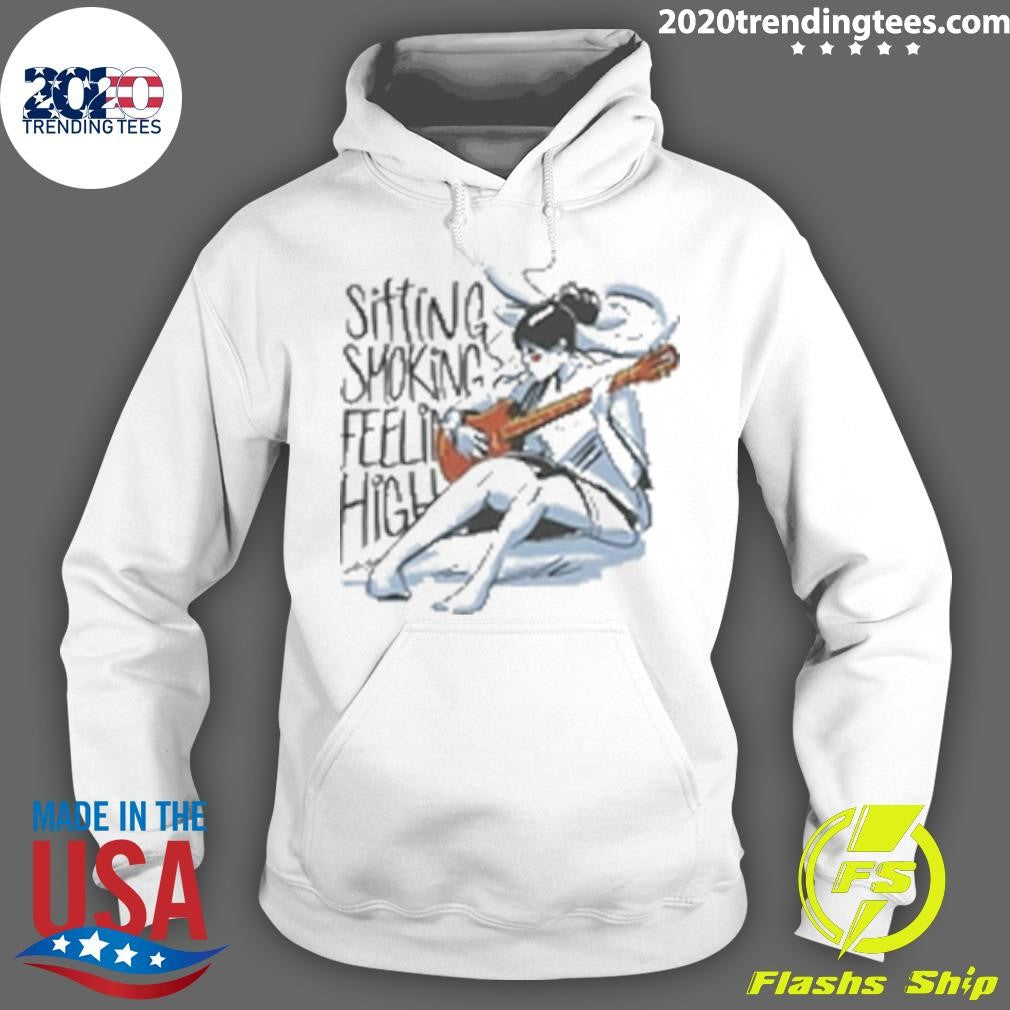 Woman Playing Guitar And Smoking Sitting Smoking Feeling High Cannabis Shirt