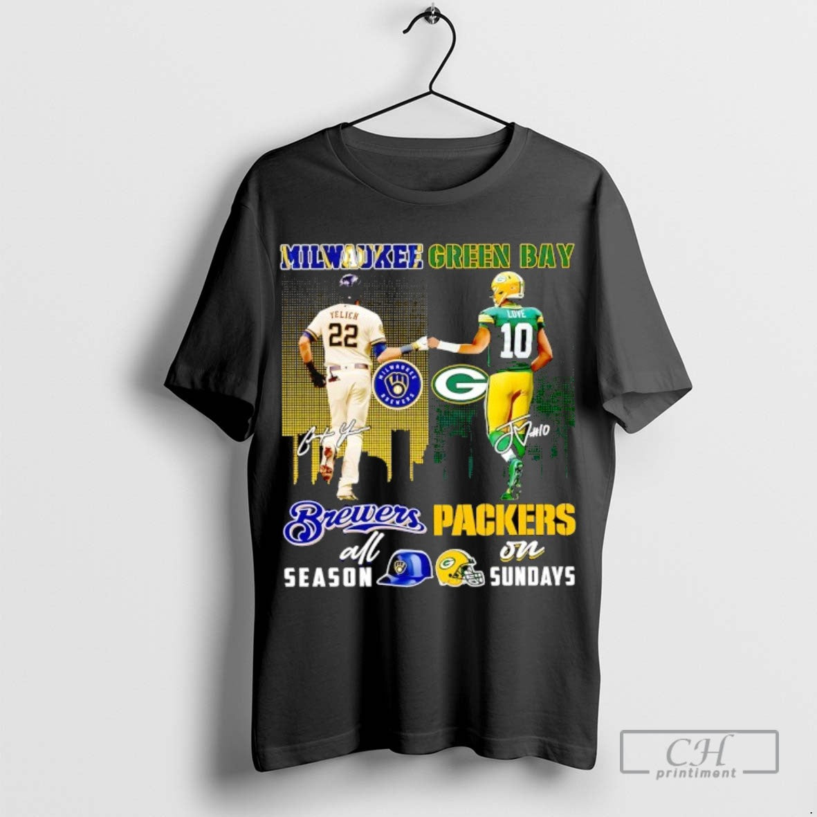 Yelich Milwaukee Brewers All Season And Love Green Bay Packers On Sundays Signatures