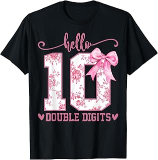 Hello Ten Double Digits Coquette Bow 10th Birthday 10 Year (1)