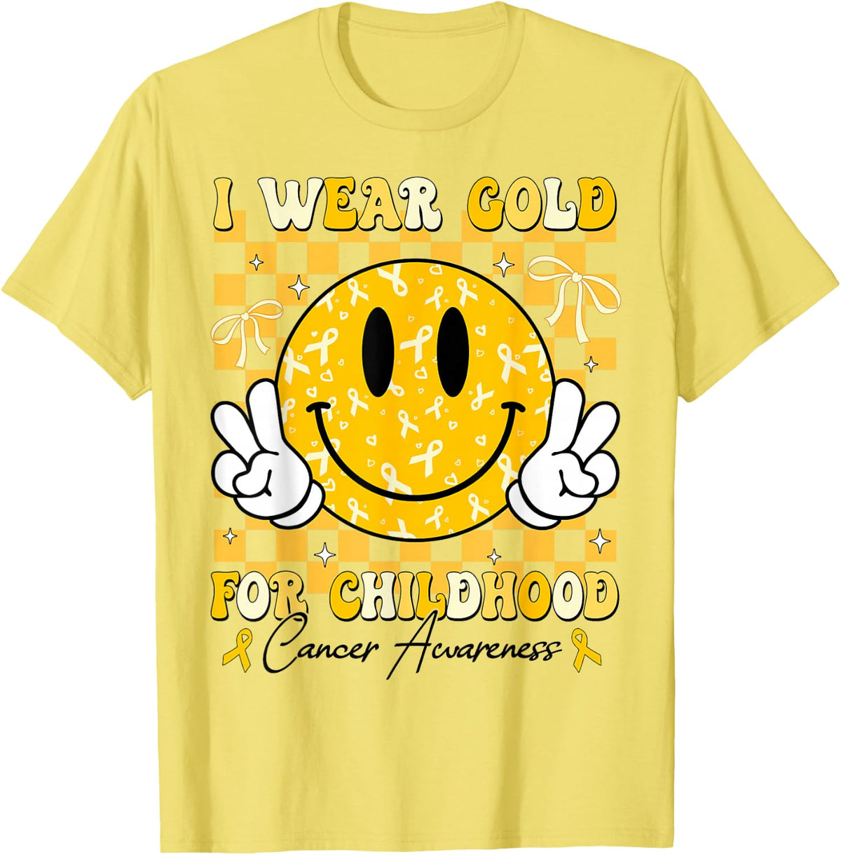 Retro Gold Childhood Cancer Awareness Gold Ribbon Unisex T-shirt, Sweatshirt, Hoodie (1)