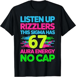 Listen Rizzlers Sigma 67 Meme Aura Energy Unisex T-shirt, Sweatshirt, Hoodie (1)