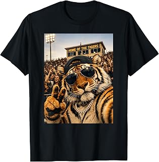 Tiger Selfie Mascot Gold Chain Game Day Football Unisex T-shirt, Sweatshirt, Hoodie (1)