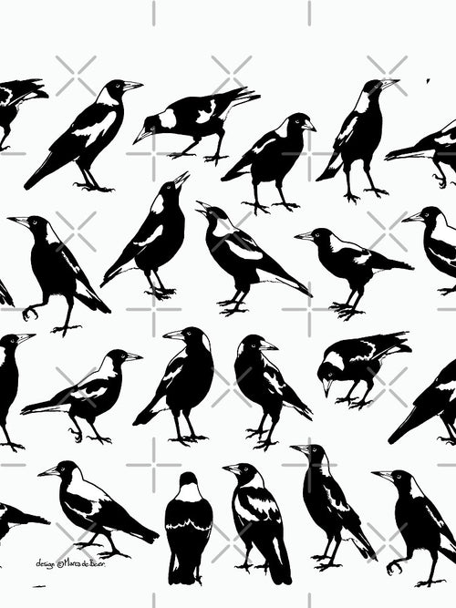 AUSTRALIAN MAGPIES - tee shirts, other apparel & homewares by pavlovais