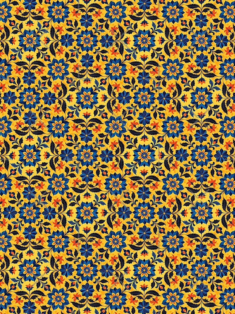 Retro 70s Boho Folk Floral Pattern diagonal by pASob-dESIGN