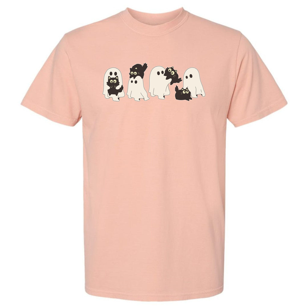 Cute Ghost Cats Unisex Heavy Cotton Tee