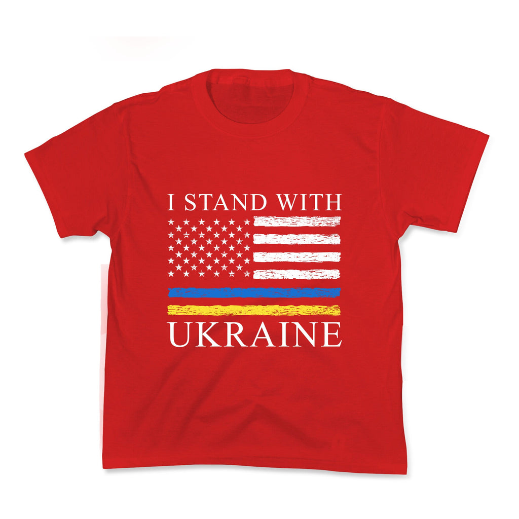 I Stand With Ukraine Flag Kids Tee