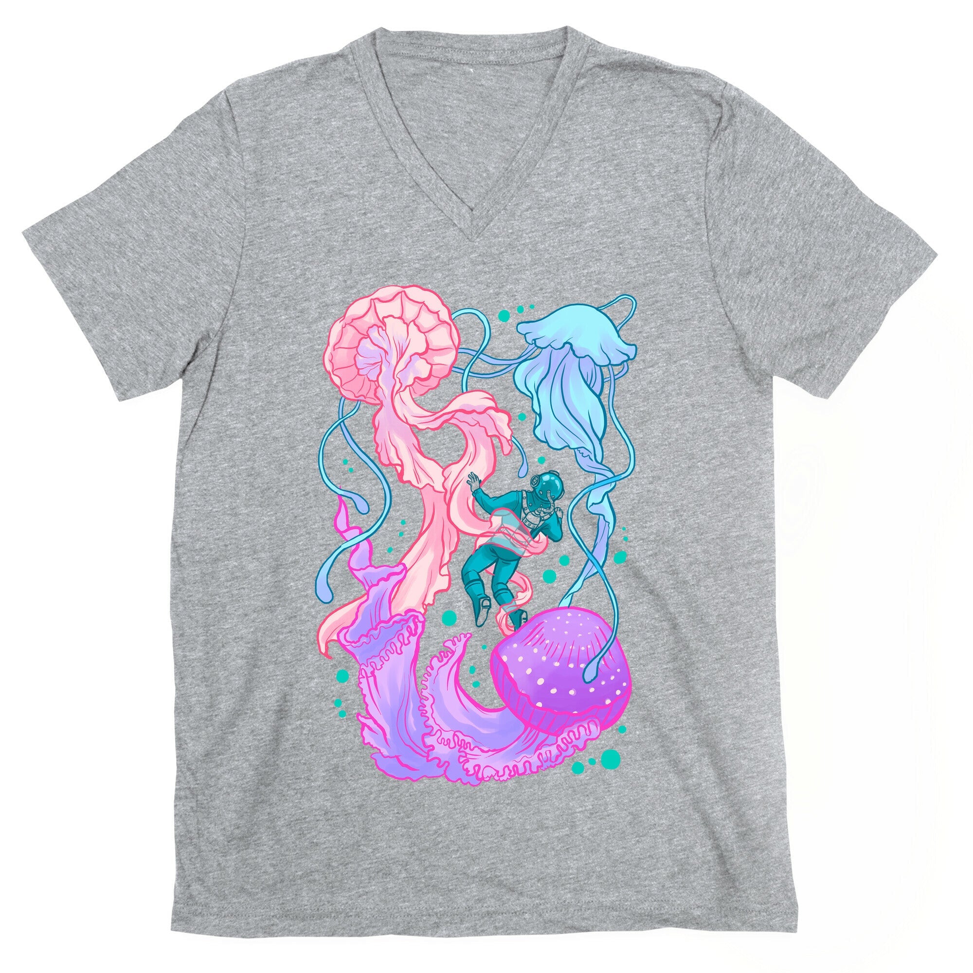 Deep Sea Diver & Jellyfish V-Neck