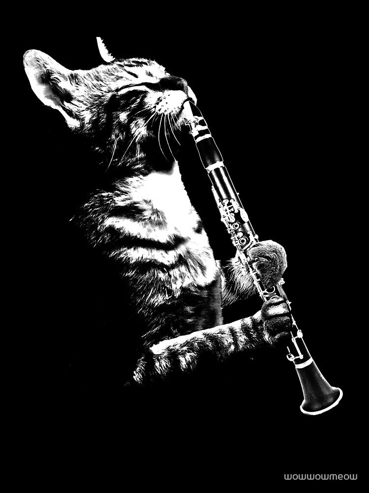 Cat Playing Clarinet Clarinetist Cat Musician by wowwowmeow