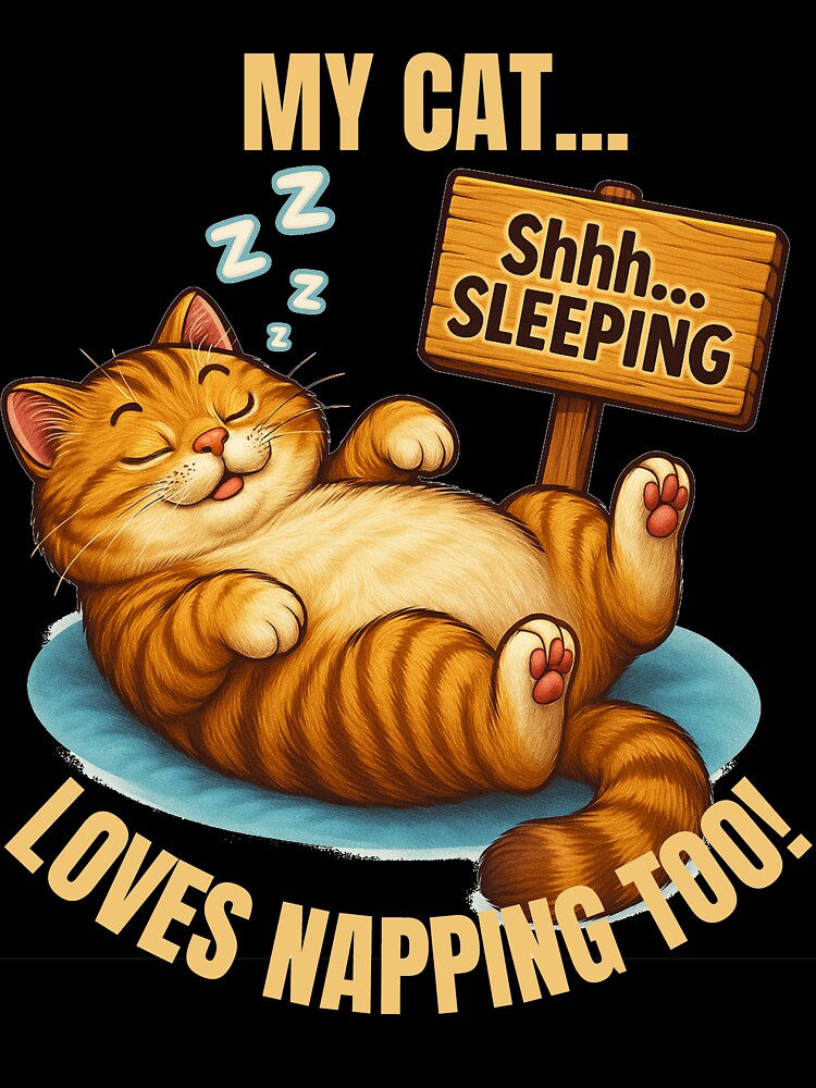 MY CAT LOVES NAPPING TOO! relaxed funny cat-lovers design of sleeping cat for cat moms, cat dads and kids! by AlphaBetulia