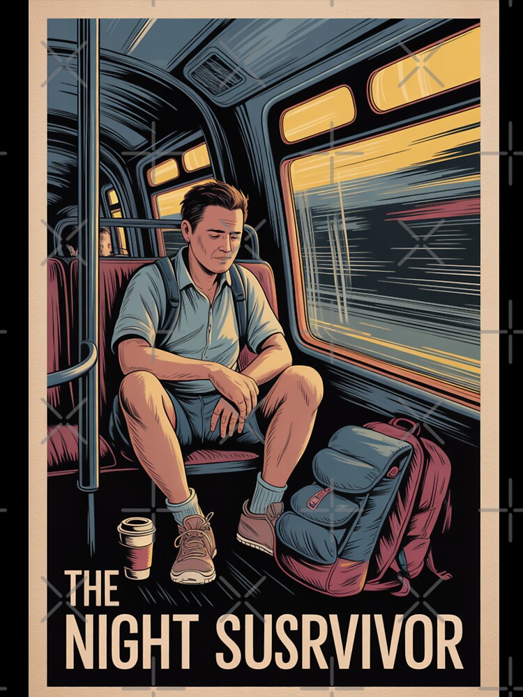 The Night Bus Survivor – Backpacker Travel Personality Sticker & Poster by TheChaosDesign