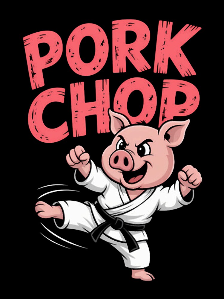 Pig Karate Pork Chop Funny Pun Cute by TiaLeuschke