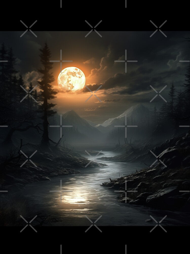 Dark Fantasy Landscape - Orange Moon Hollow by Fantasy Masterpiece