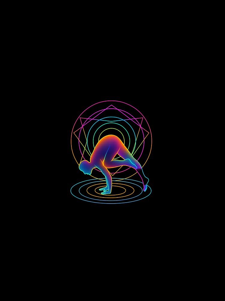 Neon Energy Crow Pose by Fitnessandyoga