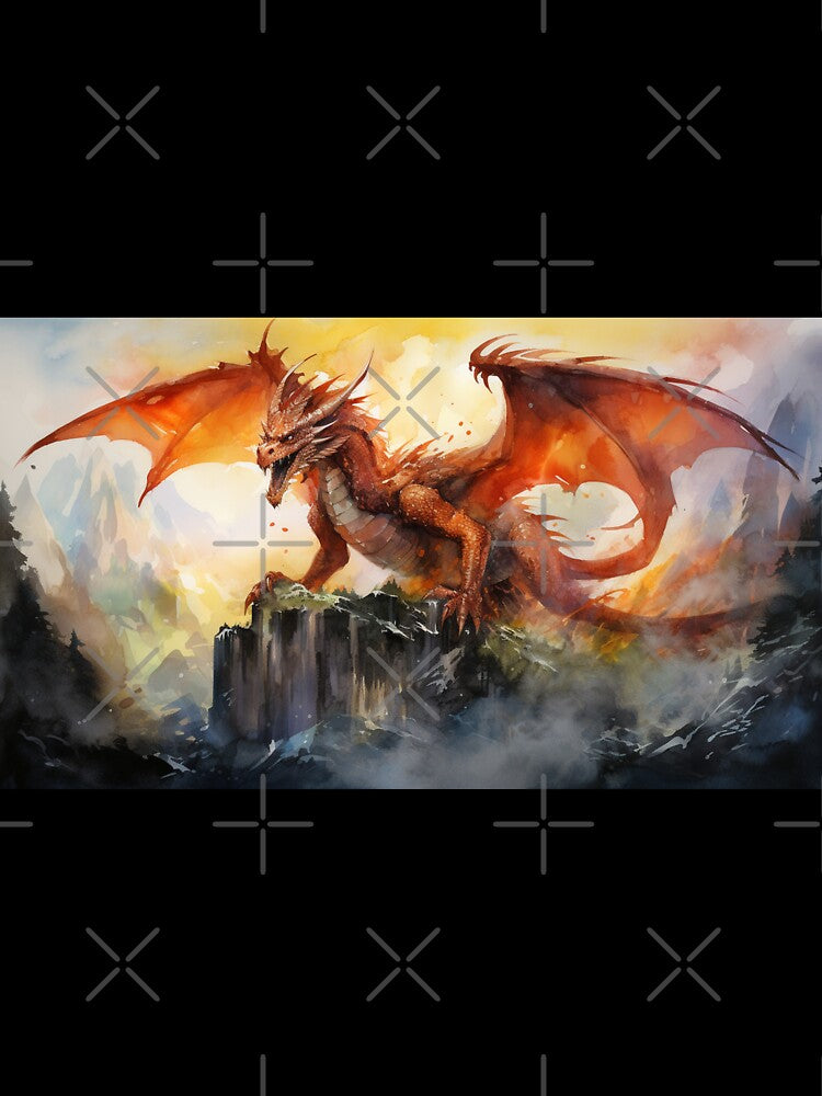Dark Fantasy Watercolor - Fire Dragon by Fantasy Masterpiece