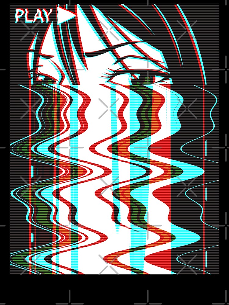Aesthetic Vaporwave Sad Anime Egirl With Glitch Effect graphic by D-C-Designs