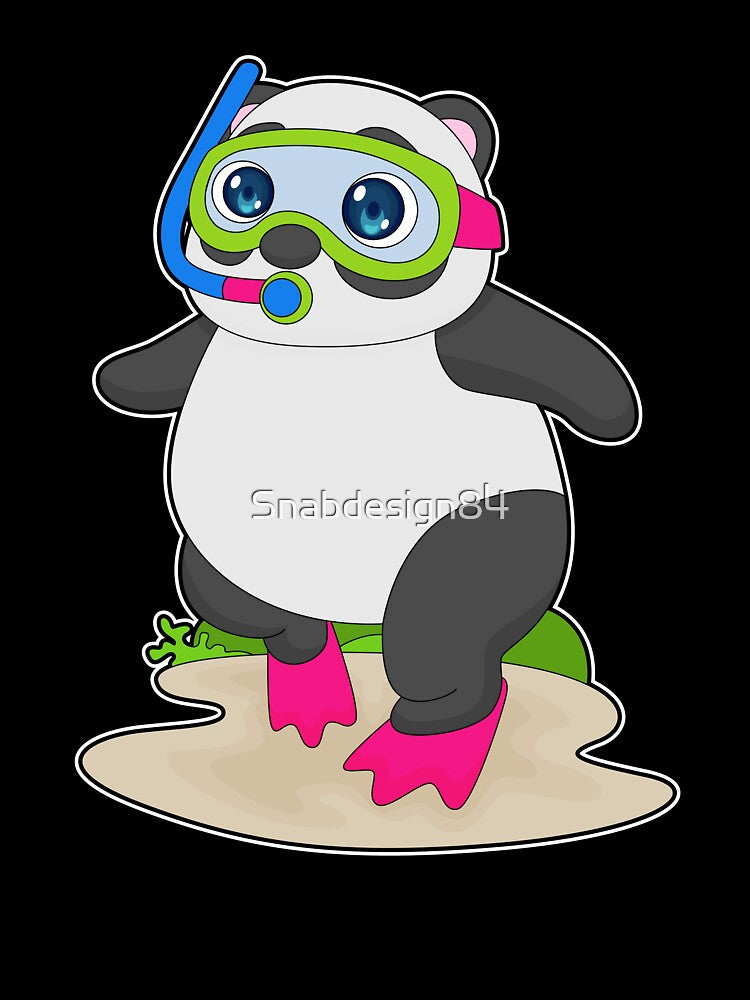 Panda Diver Snorkel Diving by Snabdesign84