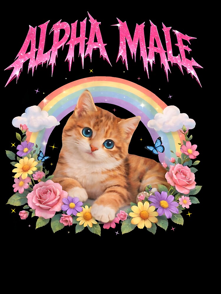 Alpha Male Funny Kitten Rainbow Floral Hilarious Cat Meme Cat Lovers by RDGNR
