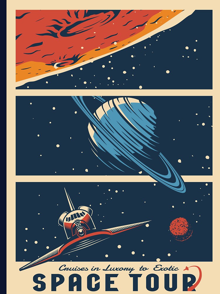 Retro Space Tourism Poster - "Space Tour" Luxury Cruises by Hipatye26