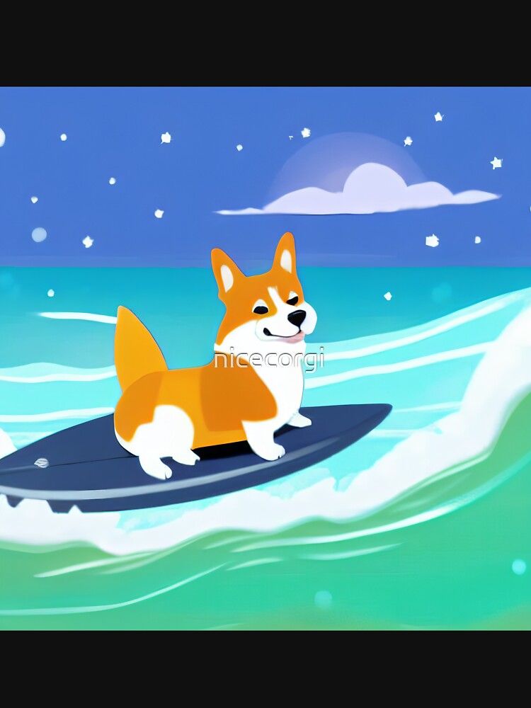 Surfing Corgi Dog by nicecorgi