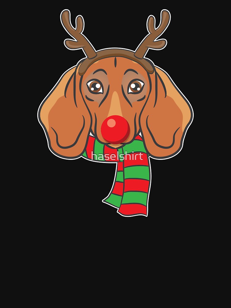 Funny Christmas Dog Xmas Reindeer Dachshund Holiday Gift by haselshirt
