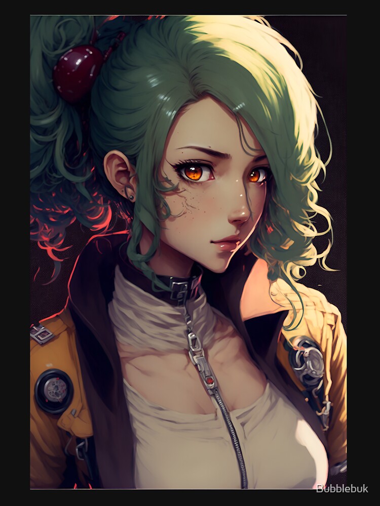 Anime Cute Girl with Green Hair by Bubblebuk