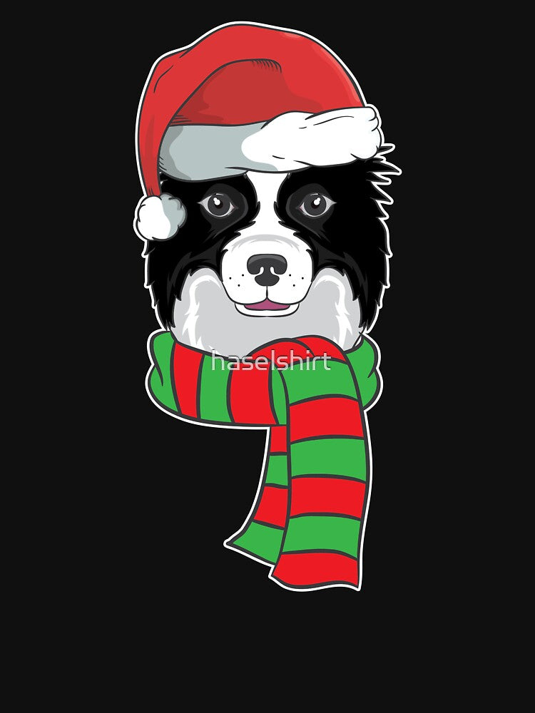 Funny Christmas Dog Xmas Santa Border Collie Holiday Gift by haselshirt