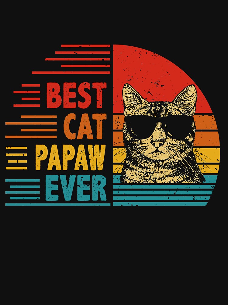 Vintage Retro Best Cat Papaw Ever Funny Cat Lover Father's Day Gift by EdwinaEmmanoiCo
