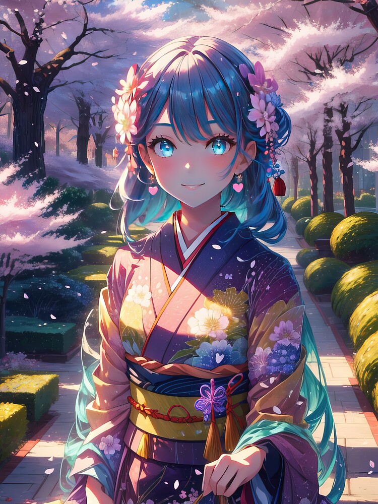Anime girl in kimono in Chinese temples art by TheArtistOf2022