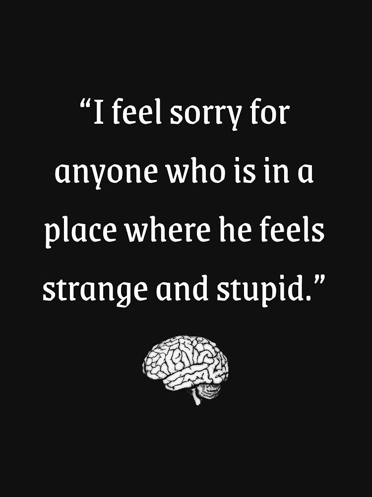 I feel sorry for anyone who is in a place where he feels strange and stupid | Wisdom Quotes by WisdomQuotes42