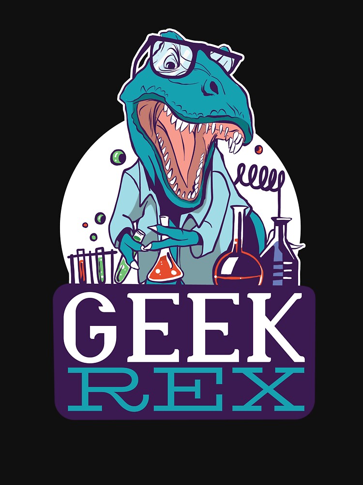 Geek Rex Dinosaur Nerd Gamer Fun Art by Mido tee art shop