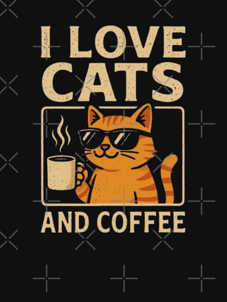 Funny I Love Cats And Coffee Cool Cat With Sunglasses Drinking Morning Coffee Vibes by QuotinTs