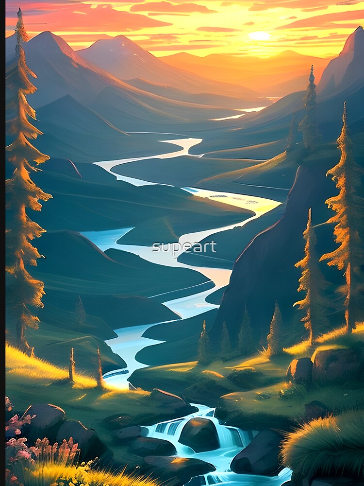 Minimalistic River Valley Poster by supeart