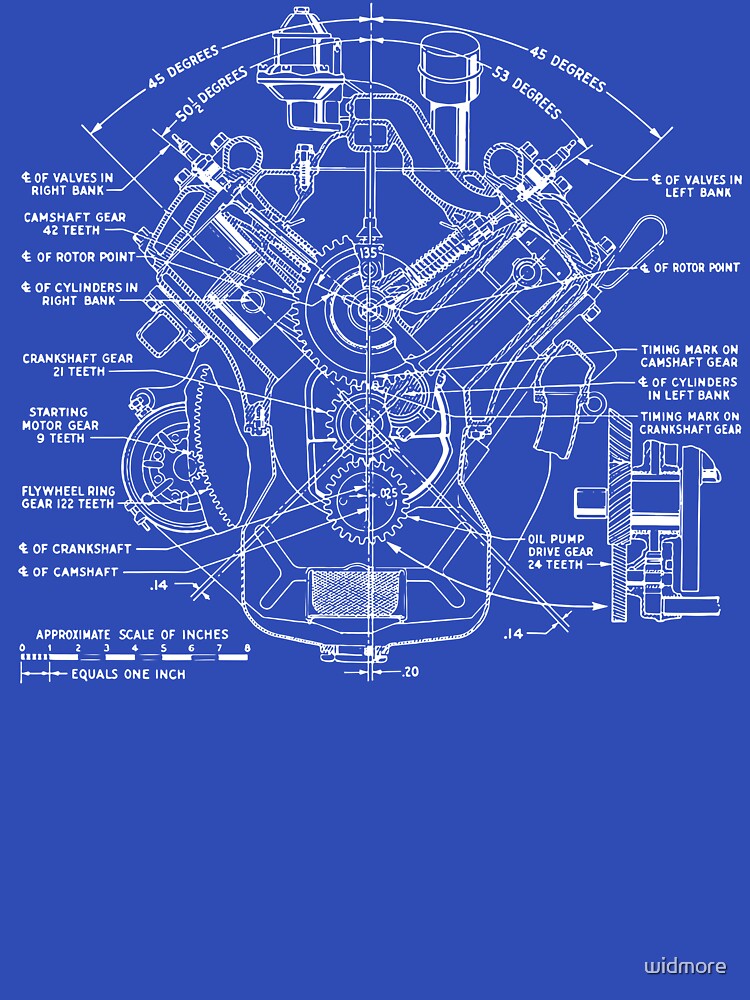 Vintage V8 Drawing by widmore