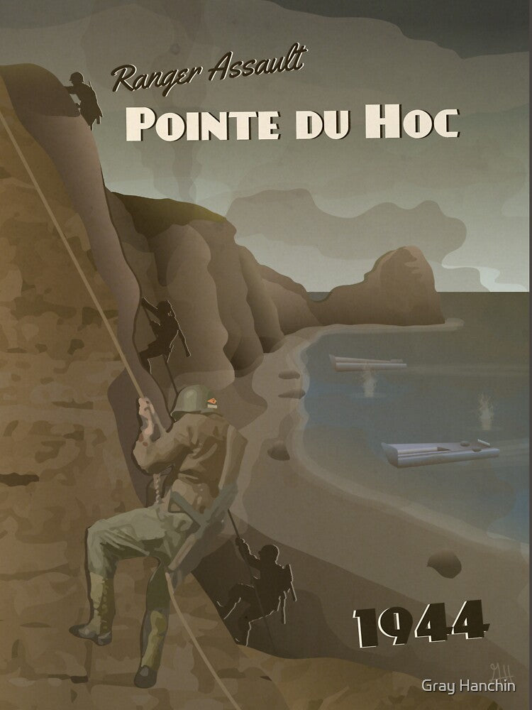Pointe Du Hoc 1944 - Ranger assault Travel Poster by The War Effort