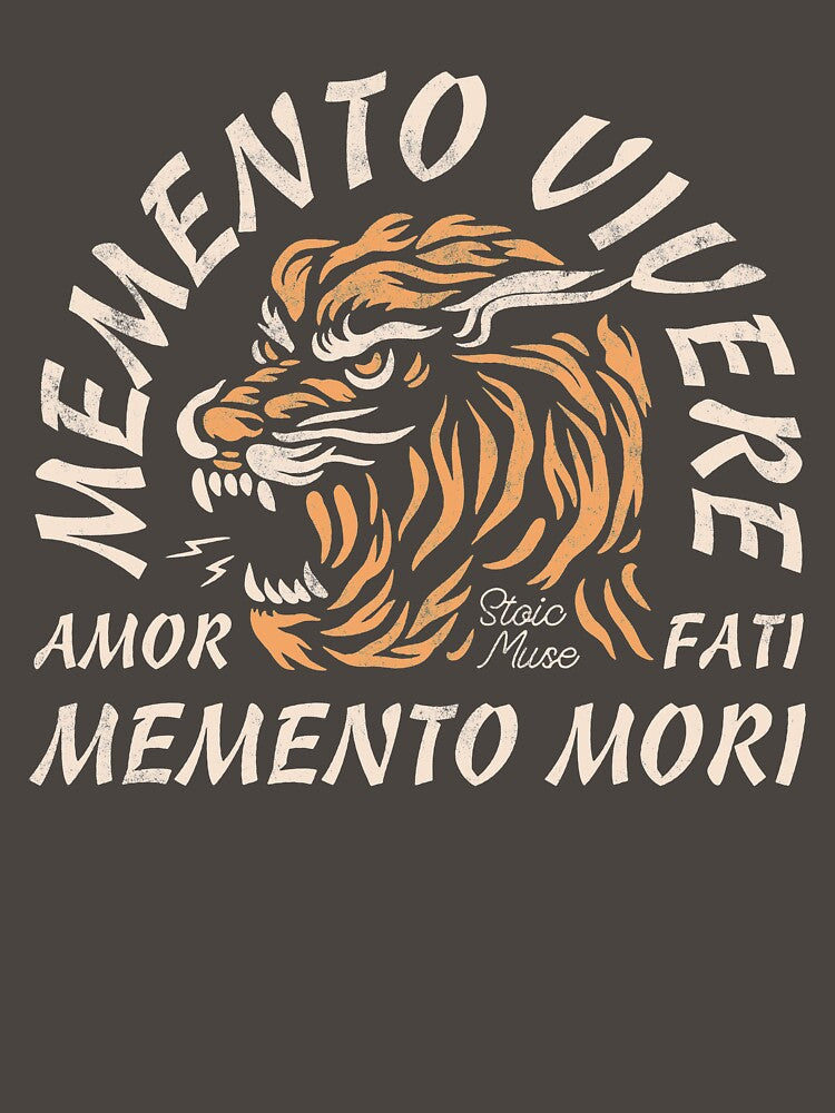 Memento Vivere | Amor Fati | Memento Mori | Tiger Graphic | Unisex T-shirt by firewoodsupply