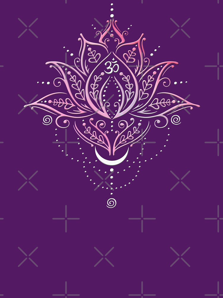 Lotus with Moon and Om Symbol. Yoga. by Christine Krahl