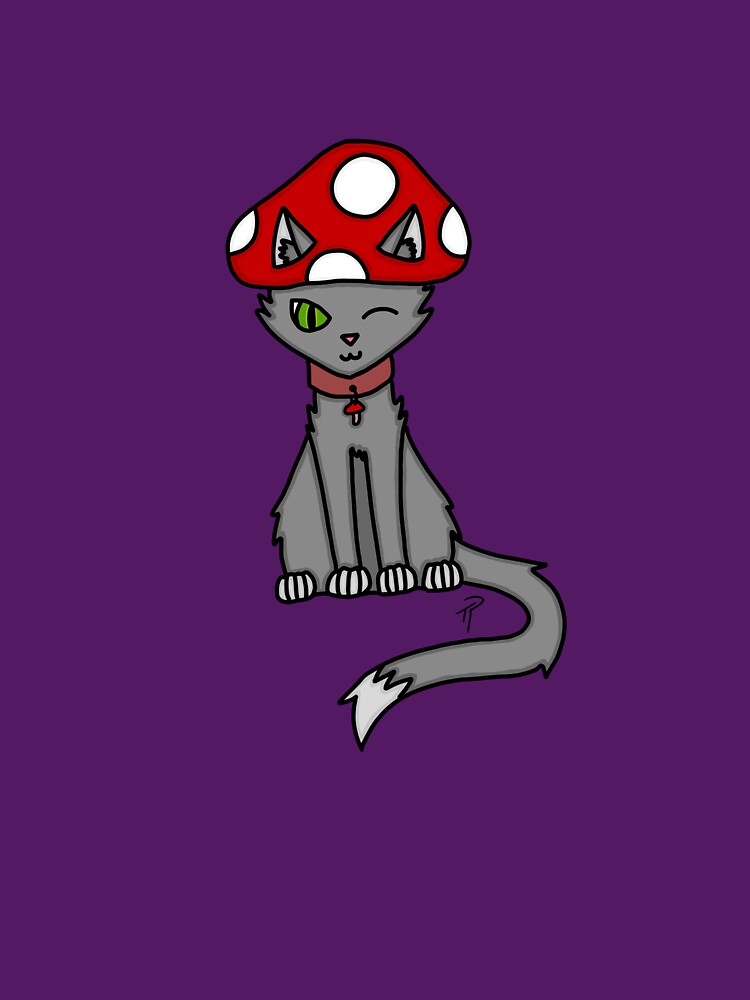 Cat with Mushroom Hat Mushroom Cat by lilpoltergeist