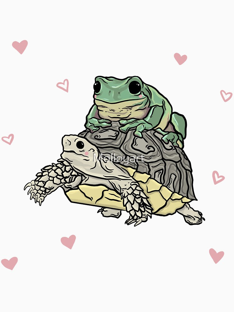 Frog and tortoise by Molloyart