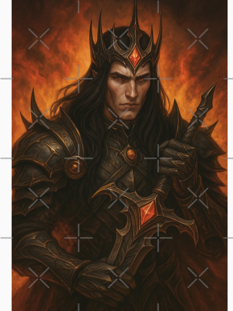 Dark Fantasy Warrior King – Gothic Fantasy Ruler with Sword Poster by VolunaDesigns