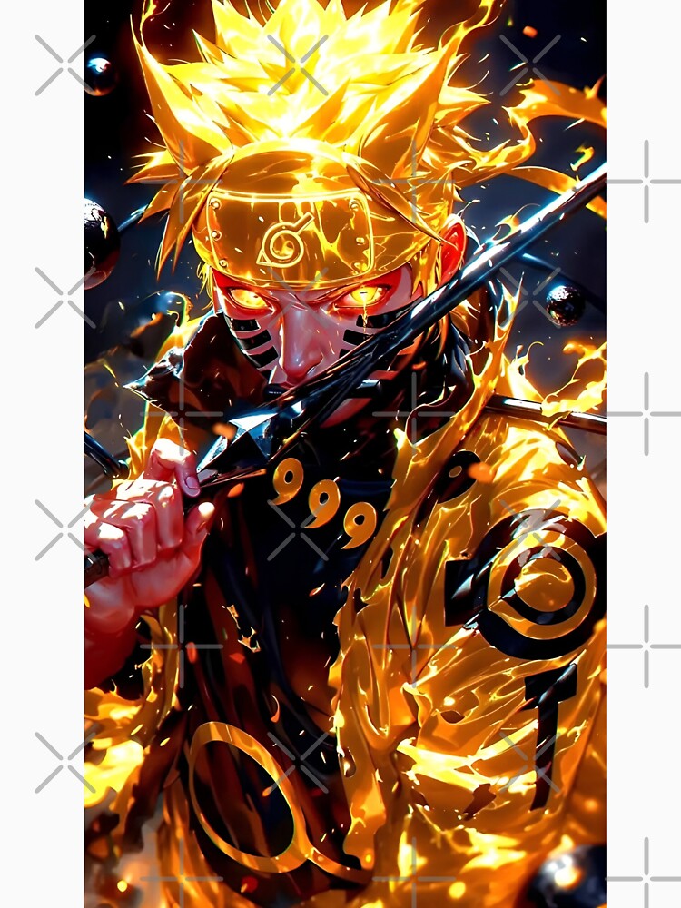 Golden Nine-Tailed Ninja Awakening – Fiery Anime Warrior Art by Dyan4