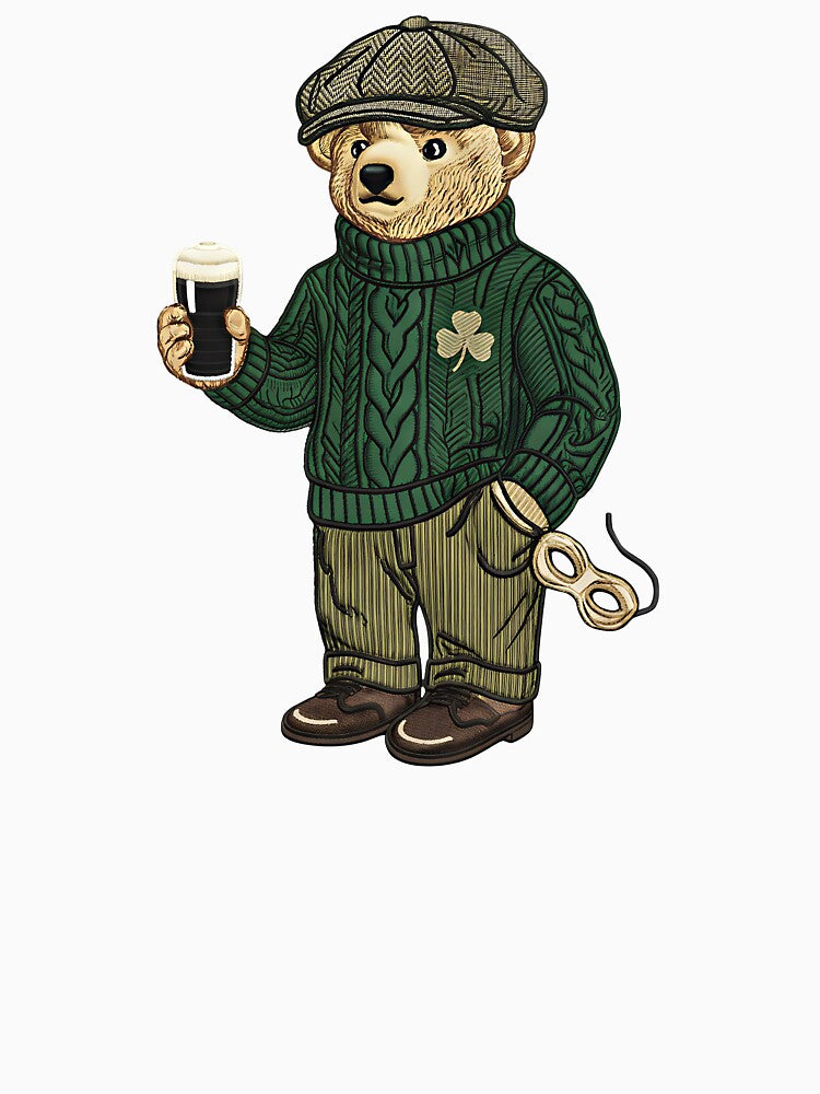 Vintage Irish Bear Shamrock Classic T-Shirt – Retro St Patrick Lucky Pub Aesthetic by ObsidPyth-Arts