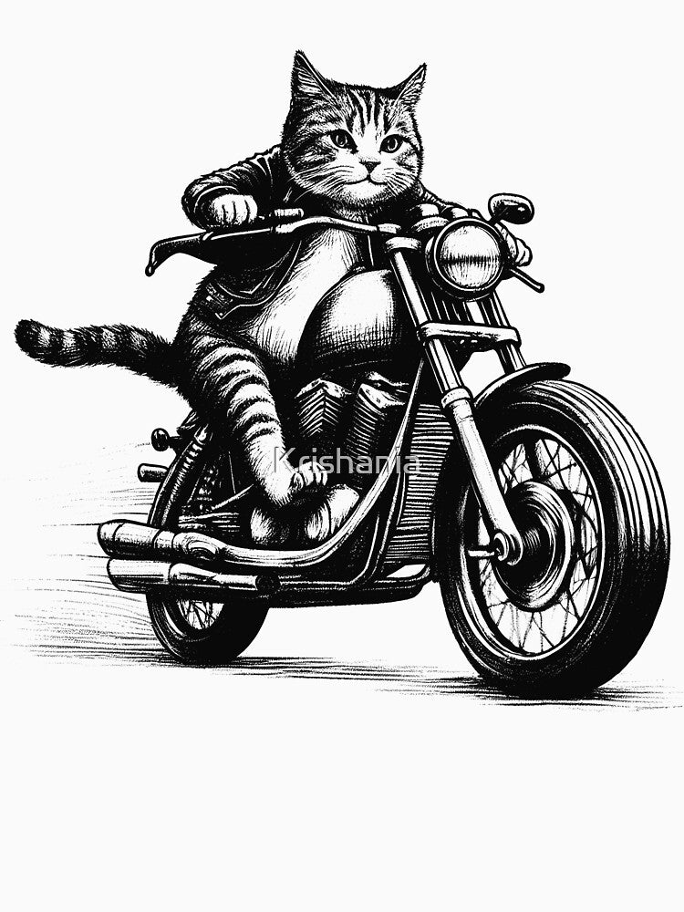 Cat Riding Motorbike by Kimberley King Art  King Art