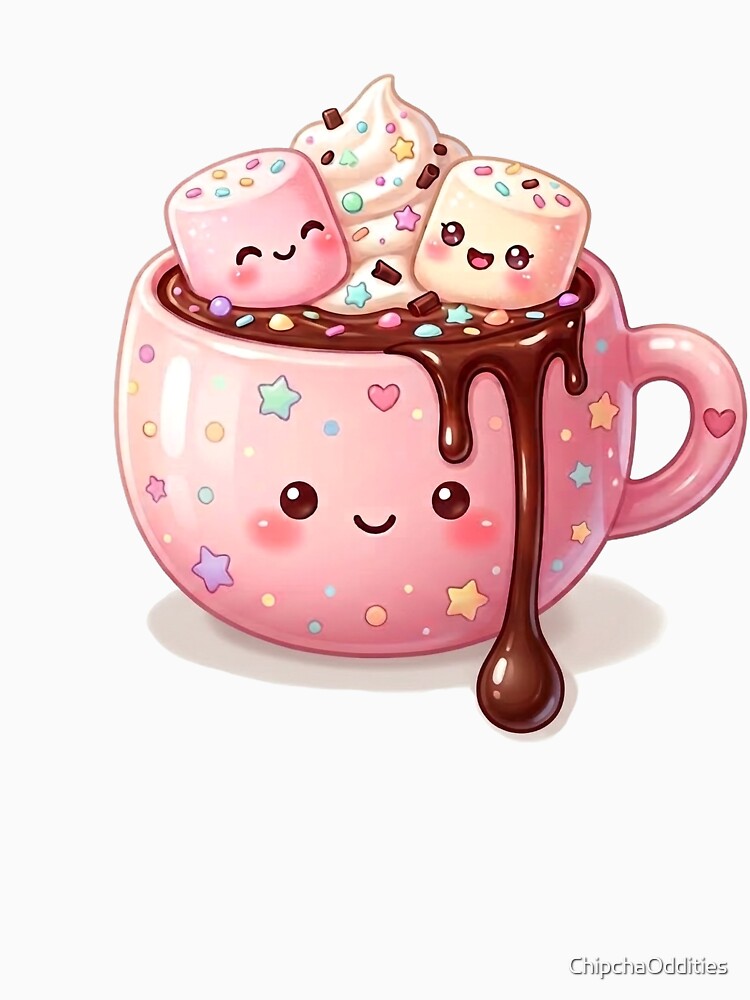 Cute Kawaii Hot Chocolate Mug with Marshmallows by ChipchaOddities