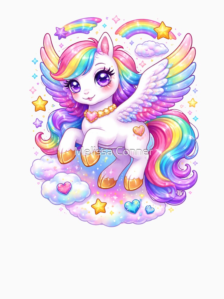 Kawaii Pegasus Illustration with Vivid Bright Colors by Melissa Conner