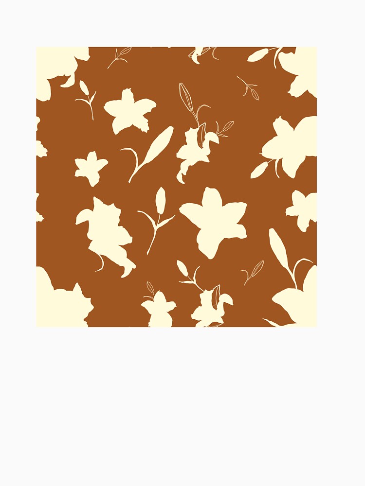 Bohemian brown and creamy pastel Floral Line Pattern by Yana Mustafina | Boho Soulful Designs