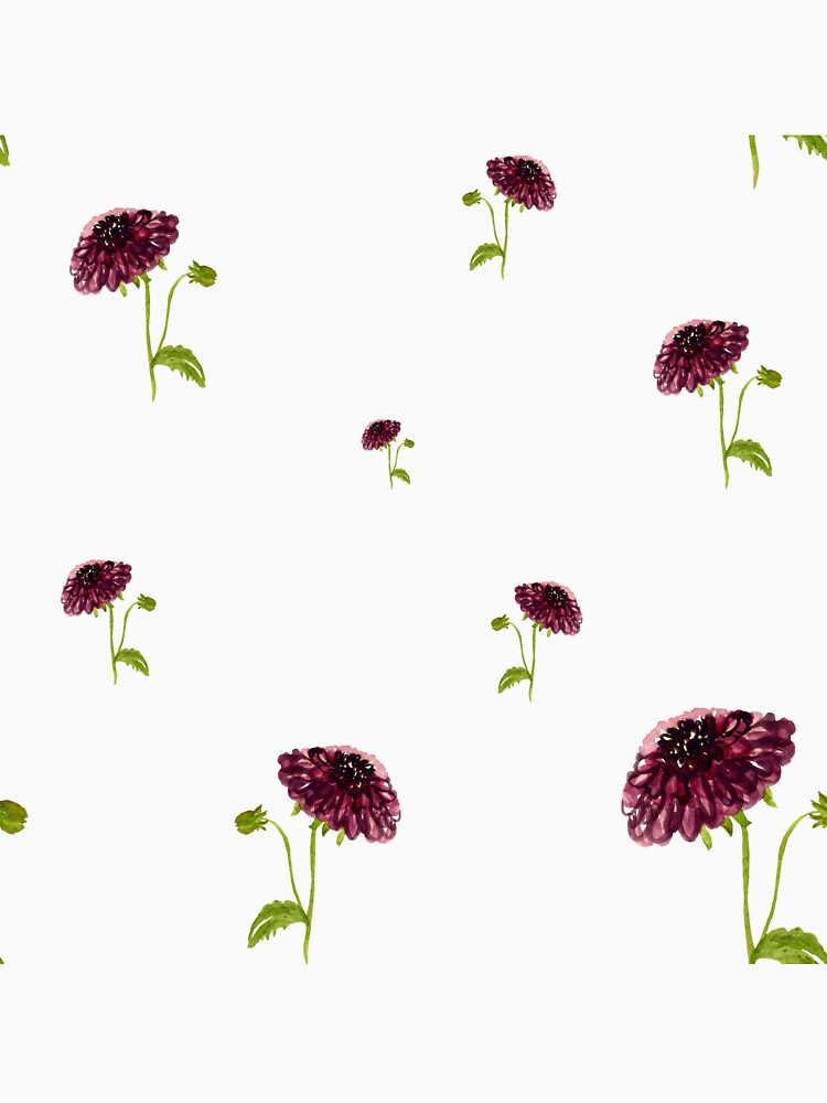 Dahlia red seamless cute pattern a watercolor by Yana Mustafina | Boho Soulful Designs