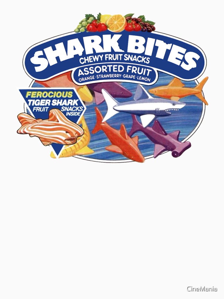 Shark Bites Fruit Snacks - Vintage Discontinued Candy Shirts by CineMania