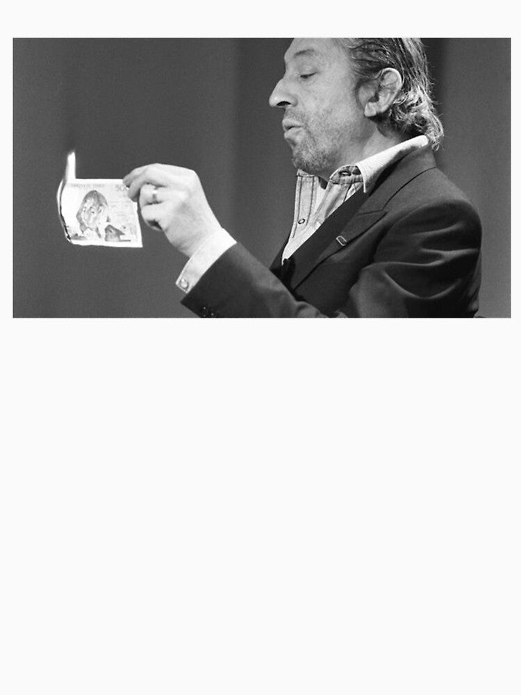 Serge Gainsbourg brûlant un billet  essentiel by KingSenPainting