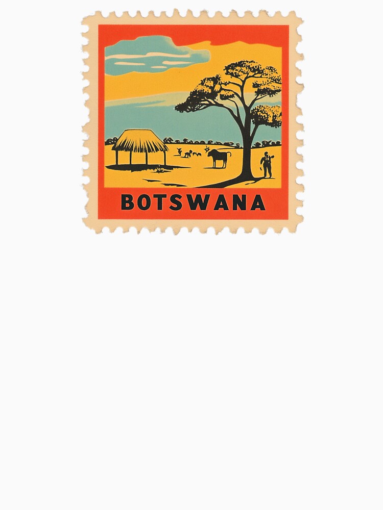 Botswana Stamp Design – African Landscape Retro Travel Art by tiigerdad
