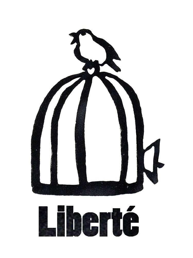 Liberté- Minimalist Open Cage Bird Illustration by THREE UNDER THE BRIDGE